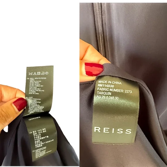 REISS Tarquin Double Layer Navy Blue Womens Business Dress With Necklace Size XS - Picture 8 of 14